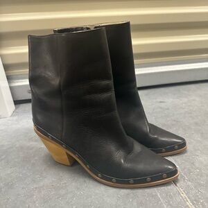 Urban Outfitters Black Leather Studded Ankle Boots